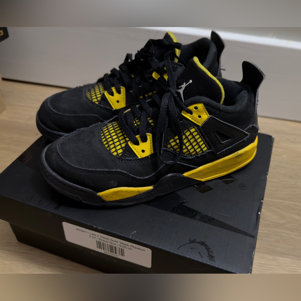 Jordan Black and Yellow Kids Sneakers